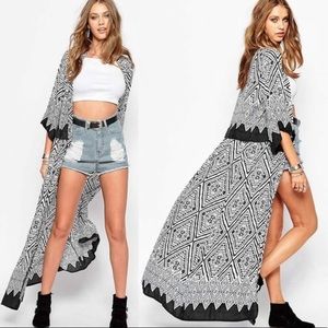 Black and White Boho Chiffon Duster